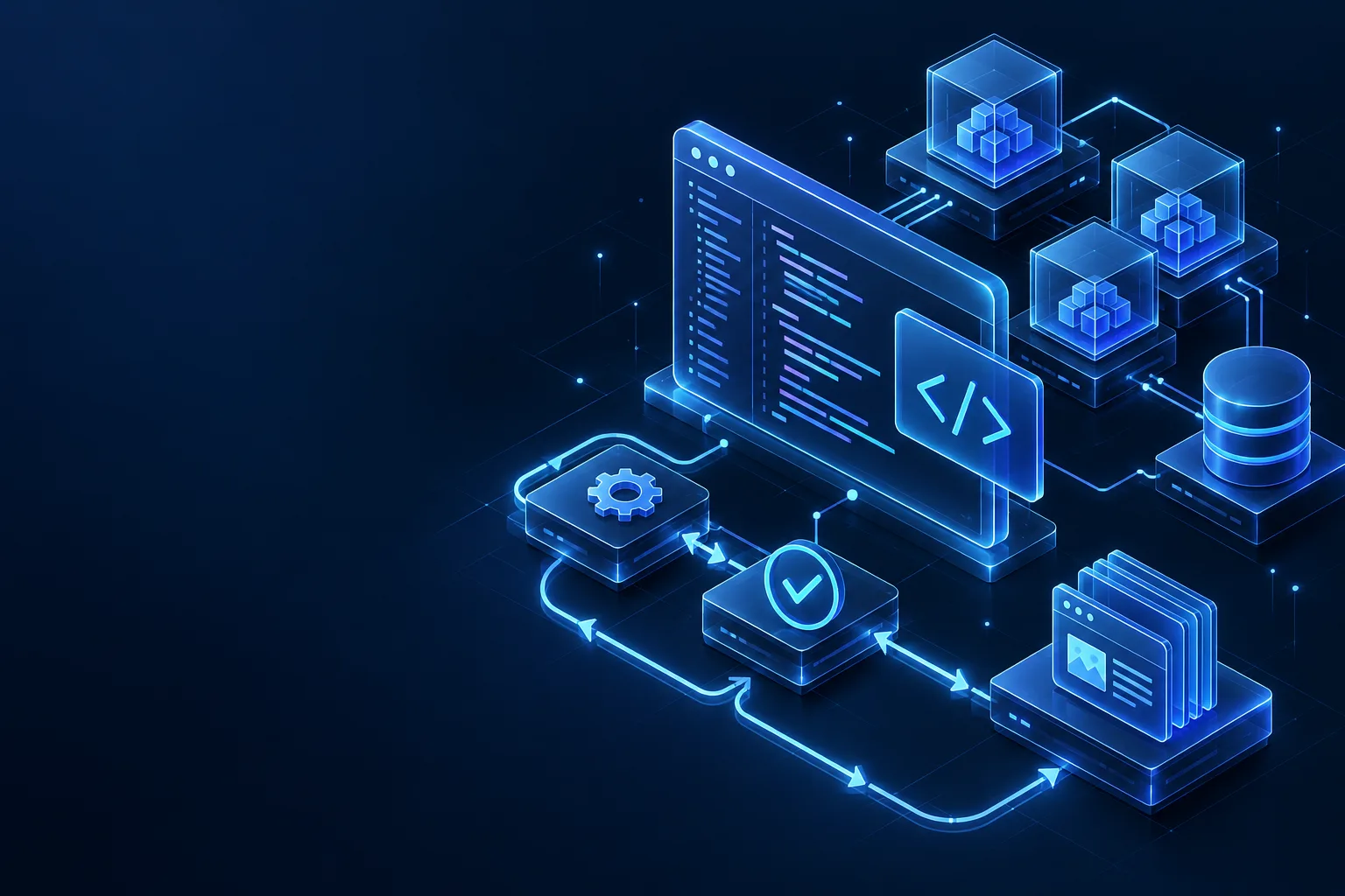 Illustration of code, pipelines and software components